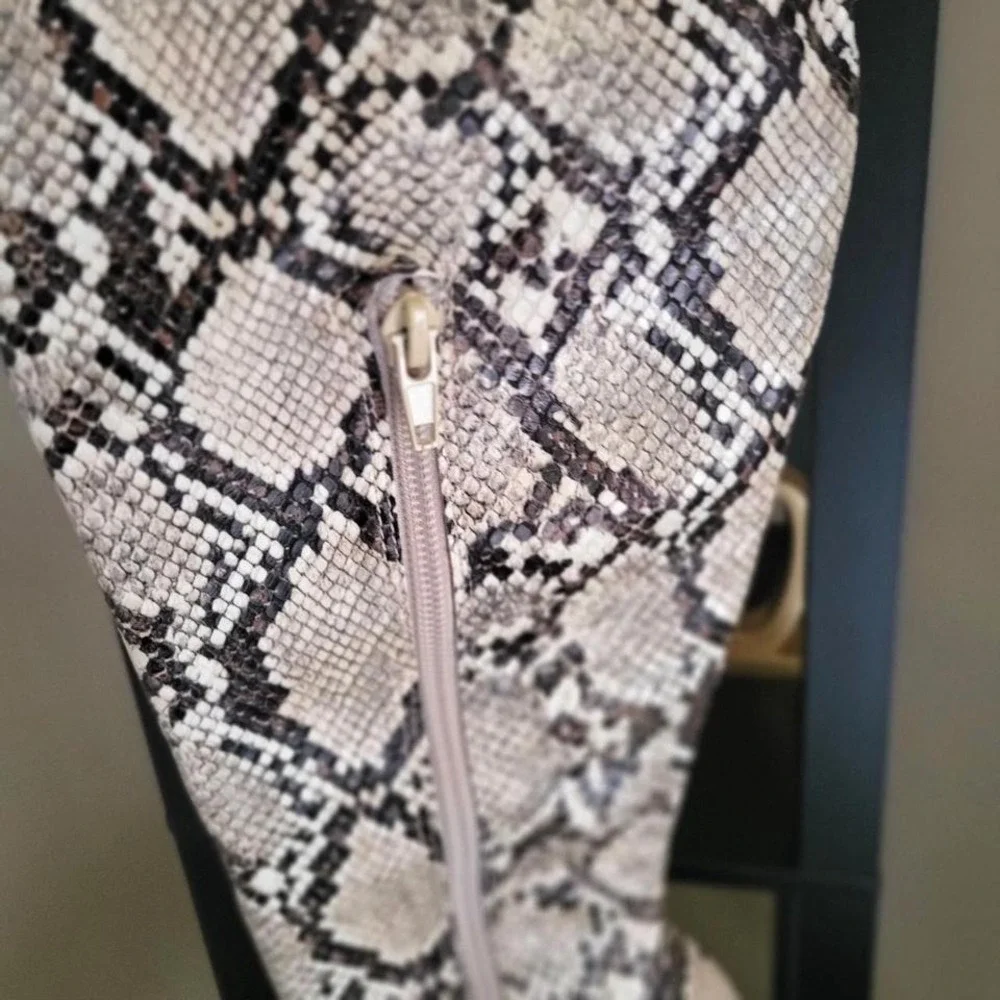 NEW YORK & CO. Gia Boot - Faux Snakeskin Over-the-Knee Boots- 6